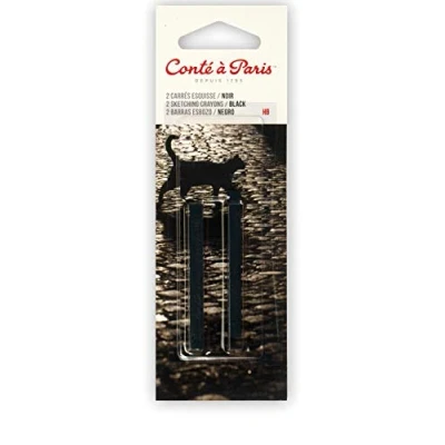 Afbeelding van Conté a Paris 750403 Carré kleurkrijt en schets krijt, vierkante carrés, voor grote oppervlakken fijne details, set 2 Schetskrijt Black HB