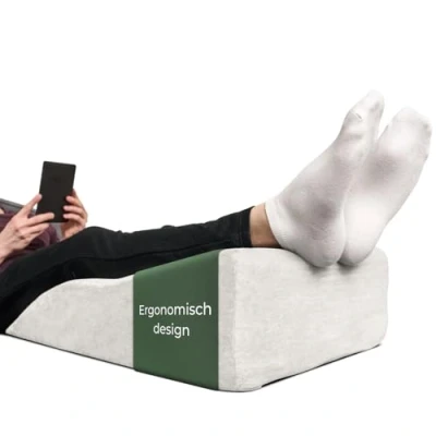 Afbeelding van Ergonomisch aderkussen om de benen op te bergen, plat beenverhogingskussen, beensteun wigkussen, steunkussen voor en knieën, ideaal als lymfekussen aderwig