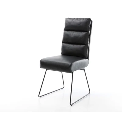 Afbeelding van Gestoffeerde stoel Pela Flex slipframe zwart echt leer pocketveer kern