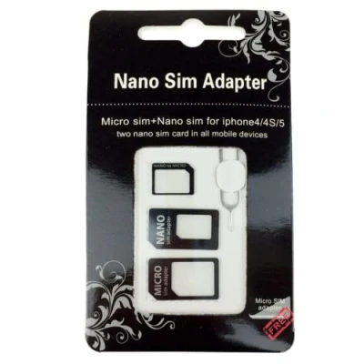 Afbeelding van nano simadapter 4 in 1 (nano SIM op micro kaart + standaard standaardkaart) gratis simkaart voor alle smartphones of tablets