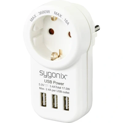 Afbeelding van Sygonix SY 4755856 Tussenstekker Met USB Wit