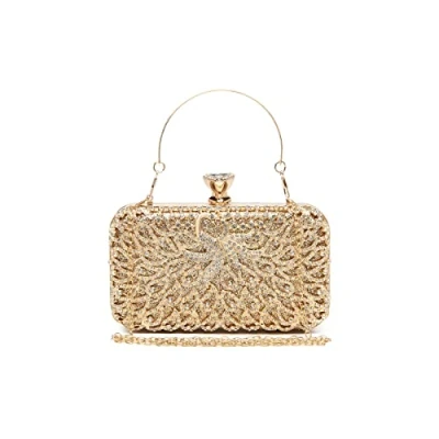 Afbeelding van MISS LULU Clutch Bags voor Vrouwen Hard Shell Koppelingen Kralen Diner Tassen Dames Pures Avond Handtassen met Afneembare Ketting, Goud, M, tas