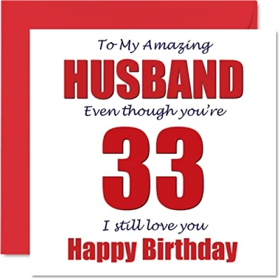 Afbeelding van Grappige 33e verjaardagskaarten voor echtgenoot 33 I Still Love You Gelukkige verjaardagskaart van echtgenote partner, drieëndertig drieëndertigste plagergeschenken, 145