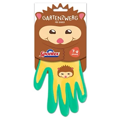 Afbeelding van Spontex Tuinkabouter handschoenen, tuinhandschoenen voor kinderen, ideaal spelen en werken in de tuin, met nitrilcoating, kleur niet vrij te kiezen, 1 paar, 7 8 jaar