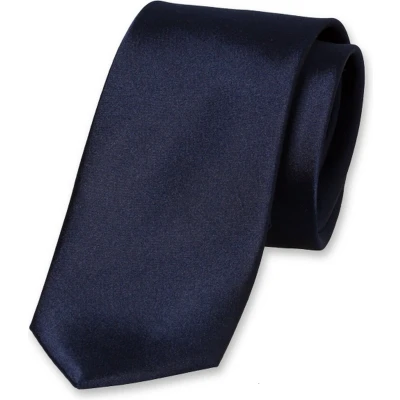 Afbeelding van E.L. Cravatte Smalle Stropdas Donkerblauw 100% Satijnzijde