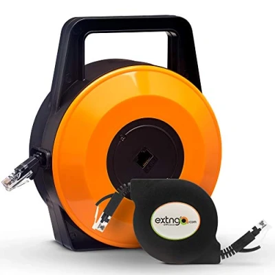 Afbeelding van EXTNGO Intrekbare Ethernet kabel, 15 meter CAT6 Flat Internet Extension Cord Reel Draagbare 1 Gbps Datasnelheid Snel instellen en uitbreiden van netwerken Mannelijk Vrouwelijke RJ 45 Connector