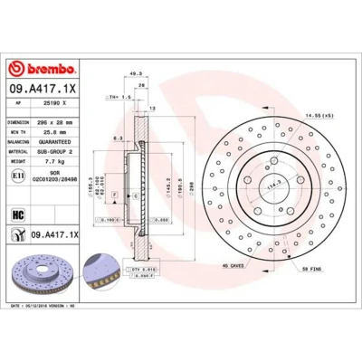 Afbeelding van Brembo Remschijf 09.A417.1X