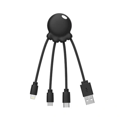 Afbeelding van Xoopar OCTOPUS Recycled multi kabel Zwart USB C micro connector