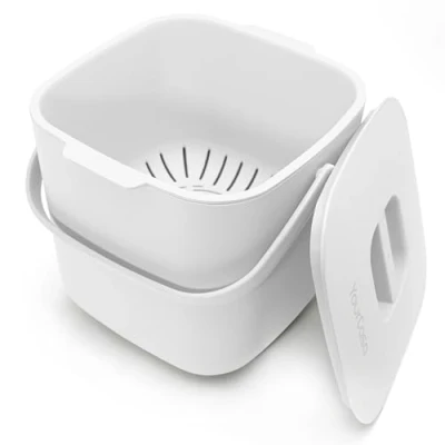 Afbeelding van YourCasa® biologische afvalemmer keuken, 4 l, compostemmer keuken voor dagelijks biologisch afval containers vaatwasmachinebestendig geurdicht uitneembare zeef vuilnisemmer klein