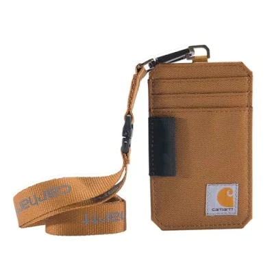 Afbeelding van Carhartt unisex volwassen Nylon Eend Id houder en lanyard, waterafstotende Canvas met reflecterende lanyard portemonnee, (Carhartt Brown), One Size US