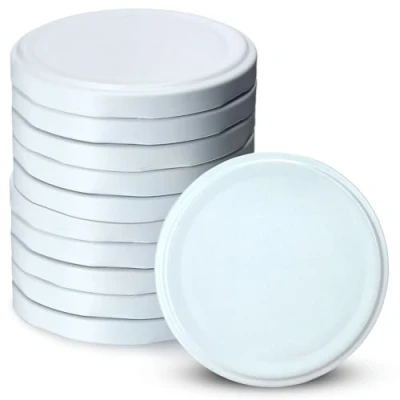Afbeelding van KADAX Schroefdeksel met diameter van 82 mm, metalen twist off deksel, reservedeksel voor inmaakpotten en weckpotten, deksel 6 inkepingen (10 stuks, wit)