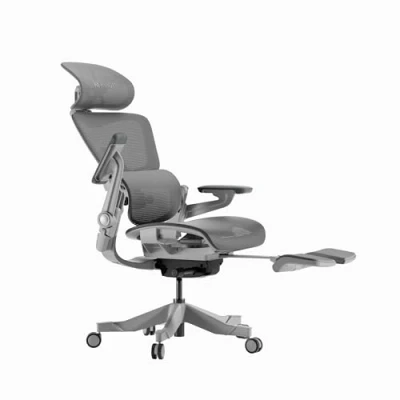 Afbeelding van HINOMI H1 Pro V2 ergonomische bureaustoel met voetensteun, 3D lendensteun, opvouwbare bureaustoel, 5D armleuningen, 136 kantelbaar (grijs, standaardhoogte)