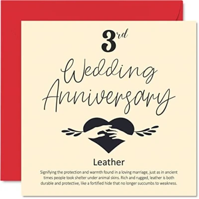 Afbeelding van 3e verjaardag kaart voor man vrouw vriend vriendin bruiloft lederen vrouwen mannen haar hem, 145mm x wenskaarten verloofde