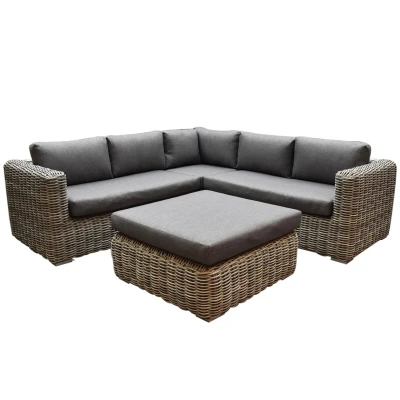 Afbeelding van Cervo hoek loungeset 4 delig grijs wicker