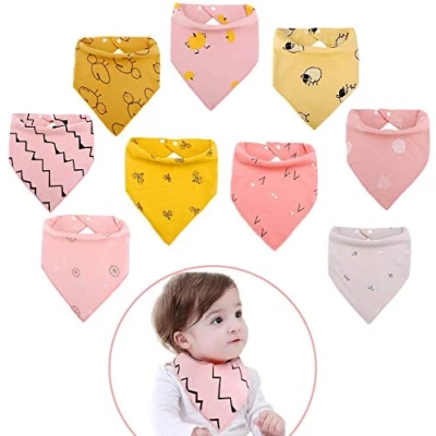Afbeelding van Viedouce slabbetjes bandana slabbetje met 2 verstelbare knopen, 100% biologisch katoen, zacht en absorberend, hypoallergeen baby driehoek voor jongens meisjes
