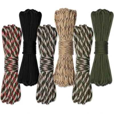 Afbeelding van Votoko 6 stuks 10 m paracord 4 mm, koorden, 7 kernstrengen, nylon touw, houdt tot 250 kg, ideaal voor outdoor, survival, camping, knutselen, armband, hondenlijn