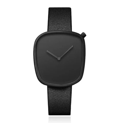 Afbeelding van LGT JWLS Minimalistisch Dameshorloge Zwart Leren Band, Uurwerk, Zwarte Behuizing