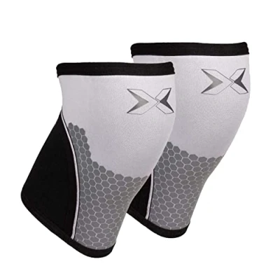 Afbeelding van PICSIL paar neopreen crosstraining sportkniebeschermers, 5/7 mm meniscus en ligamentbescherming, ademend antislip voor hardlopen, training, basketbal, unisex (5mm Wit, S)