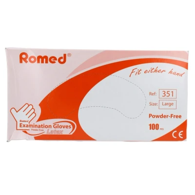 Afbeelding van Romed Latex Handschoen Niet Steriel Poedervrij L, 100 stuks