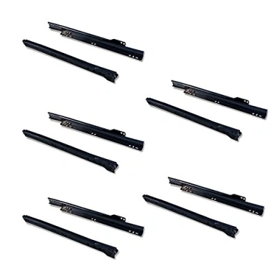Afbeelding van Emuca Ladelopers 250mm met gedeeltelijke verlenging in zwarte kleur, set van 5 schuifregelaars voor lade