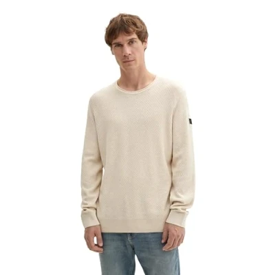 Afbeelding van TOM Tailor Inoptik Trui, Heren, Maat: Large, Light sand melange