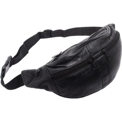 Afbeelding van Rojafit Heuptas Groot 4 vakken Zwart Nappa Leer Afmeting ca. 34 x 8 15 cm.