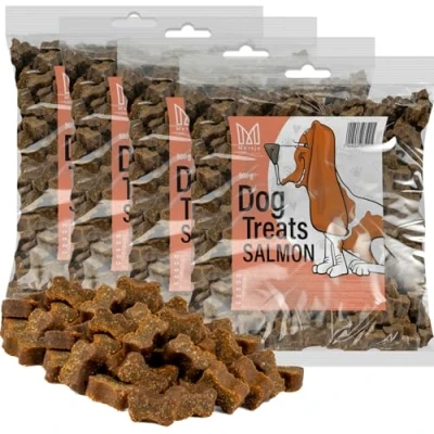 Afbeelding van MERSJO Hondensnacks, trainingssnacks, 2000 g, droog hondenvoer, lekkernijen voor honden, voorzichtig gedroogde vleestrainer, geschikt alle rassen en maten, zalm
