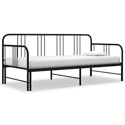 Afbeelding van Slaapbankframe uittrekbaar metaal zwart 90x200 cm