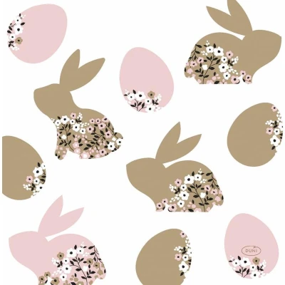Afbeelding van Duni servetten Blooming Bunnies 33x33cm 3 laags tissue FSC pak a 20