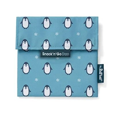 Afbeelding van ROLL&#039;EAT Herbruikbare sandwichhouder, milieuvriendelijk, BPA vrij, Snack&#039;n&#039;Go Duo Animals Penguin