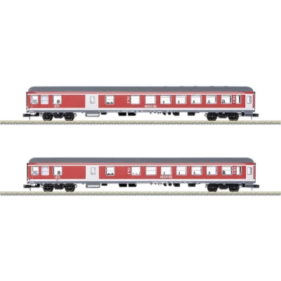 Afbeelding van MiniTrix 18258 N set van 2 personenrijtuigen RE 7 vrijetijdsexpress metallurgtäler de DB AG