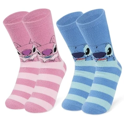 Afbeelding van Disney Mickey minnie Baby Yoda Stitch Damessokken, 2 delige set, wollig met ABS, rood mickey, Eén maat