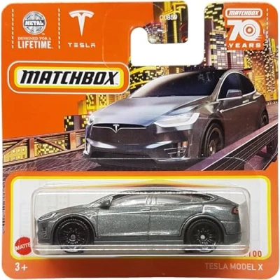 Afbeelding van 2023 Matchbox Tesla Model X Metallic Grijs 90/100 (Korte Kaart) HLC74