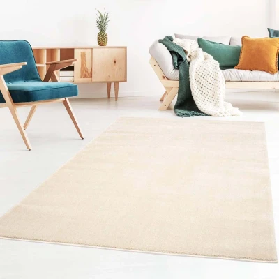 Afbeelding van Effen Tapijt/Vloerkleed Velours Gala Ivoor 80x150 Cm