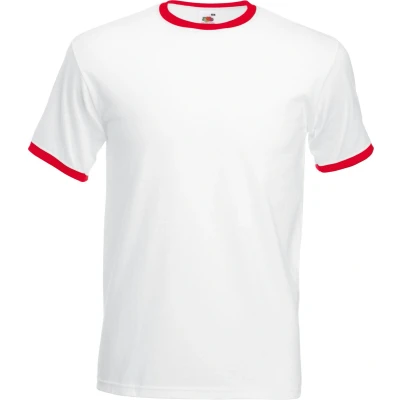 Afbeelding van Fruit Of The Loom Heren Ringer T shirt met korte mouwen (Wit/Rood)