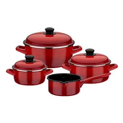 Afbeelding van GSW 190114 kookpannenset Red Shadow 7 delig, staal email