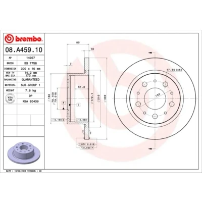 Afbeelding van Brembo Remschijf 08.A459.10