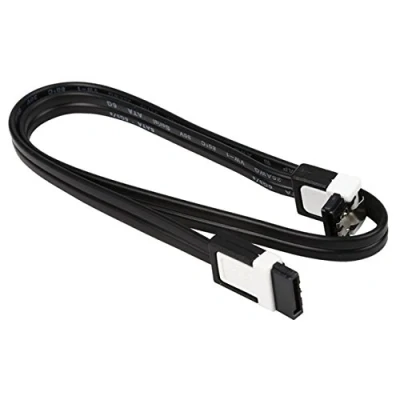Afbeelding van meeboo 1 x SATA kabel 40 cm, zwart, 1x recht gebogen, met clip, compatibel tot S ATA/600, Serial ATA, 1,5 GBs/3 GBs/6 GB (achterwaarts compatibel), ATA kabel, premium kwaliteit