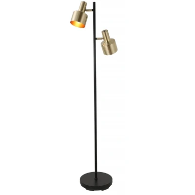 Afbeelding van Vloerlamp zwart met gouden spots 2 verstelbare lichtpunten
