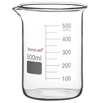 Afbeelding van stonylab Glazen Beker, 1 Pack Borosilicaatglas Graduated Lage vorm Griffin Beker met Gietende Uitloop Lab 500ml