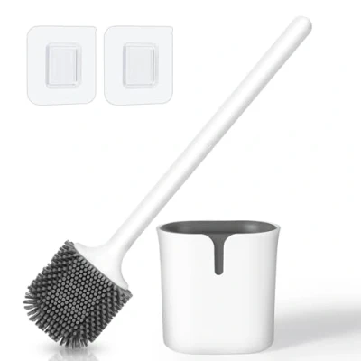 Afbeelding van Blendura Toiletborstel, wc borstel van siliconen, wandmontage/staand, met sneldrogende beugel