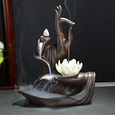 Afbeelding van XUDREZ Handgemaakte Backflow Wierookbrander Lotus Wierook Houder met 20 stks Kegels Home Decor