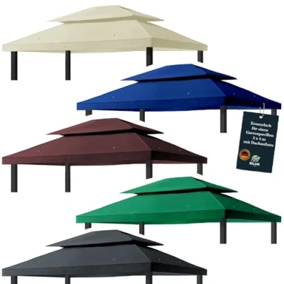 Afbeelding van freigarten.de Vervangend dak voor paviljoen, 3 x 4 meter, waterdicht materiaal: Panama PCV Soft 370 g/m² extra sterk model 5 (beige)