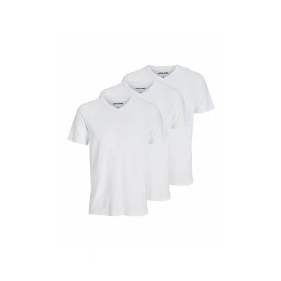 Afbeelding van Jack &amp; Jones 3ERPACK Einfarbig Vausschnitt Tshirt basic, Heren, Maat: Small, White