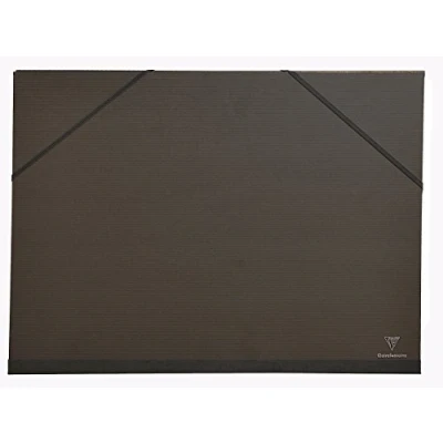 Afbeelding van Clairefontaine 48815C Kraft tekenmap (elastiek, rug 30 mm, binnen: 50 x 70 cm, buiten: 52 72 ideaal voor het opbergen van je werk) zwart