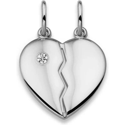 Afbeelding van TRESOR breekhart hanger met Swarovski zirkonia steen Zilver