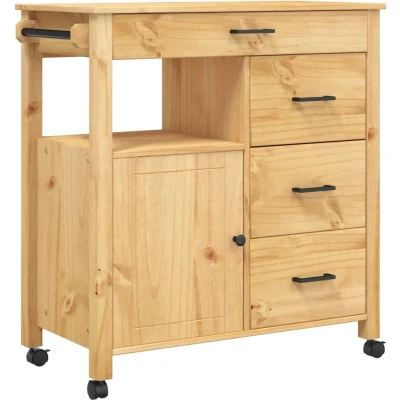 Afbeelding van vidaXL Keukentrolley MONZA 84x40x90 cm massief grenenhout
