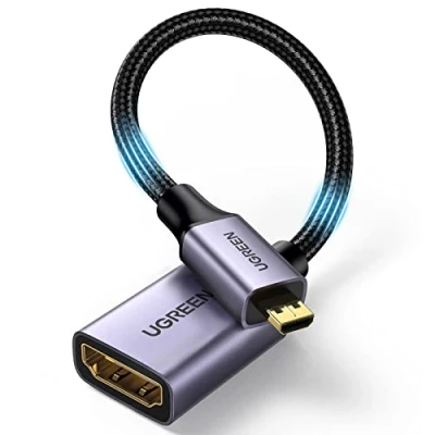 Afbeelding van UGREEN Micro HDMI naar Adapter Nylon Male Female Kabel voor Raspberry Pi 4 enz. Aluminium schaal. 25cm