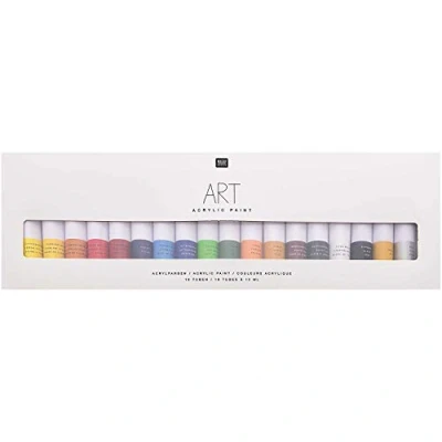 Afbeelding van Rico Design Art Kunstenaar acrylverfset Basic 18 kleuren van elk 12 ml tubes schilderverf voor beginners, professionele kunstenaars, kinderen en volwassenen