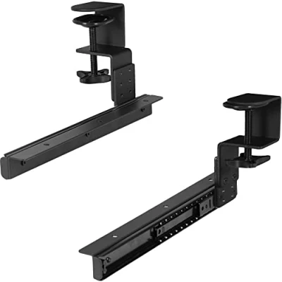 Afbeelding van VIVO In hoogte verstelbare klem en 12 inch railset voor doe het zelf aangepaste houten toetsenbordladen (lade niet inbegrepen), onder bureau uittrekbare schuifregelaar rail met